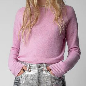ZESSAM Star Sequins Graphic Knitted Cashmere Woman Sweater Pull Sleeve Letter Hollow Out Female Pullover Classic Casual Lady Top 2