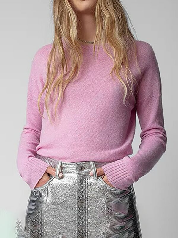 ZESSAM Star Sequins Graphic Knitted Cashmere Woman Sweater Pull Sleeve Letter Hollow Out Female Pullover Classic Casual Lady Top 2