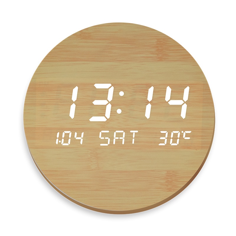 3D Luminous Wooden Digital Clock LED Rechargeable Wireless Wall Clock for Home Living Room Decor Creative Bedroom Silent Clocks 5