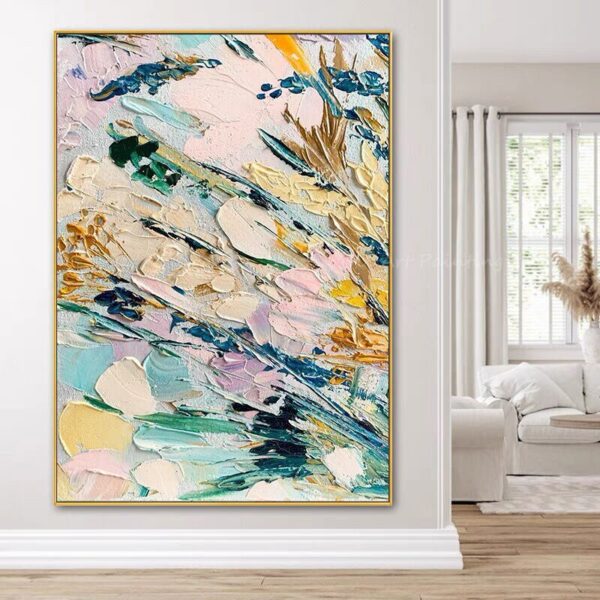 100% Handmade colorful thick knife abstract large size art picture pop design oil painting for office living room decoration 2
