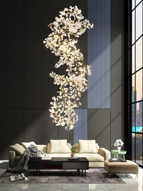 Modern Ceramics Leaves LED Chandeliers For Living Room Luxury Design Hanging Lamps Hotel Art Lobby House Decor Lighting Fixtures 4