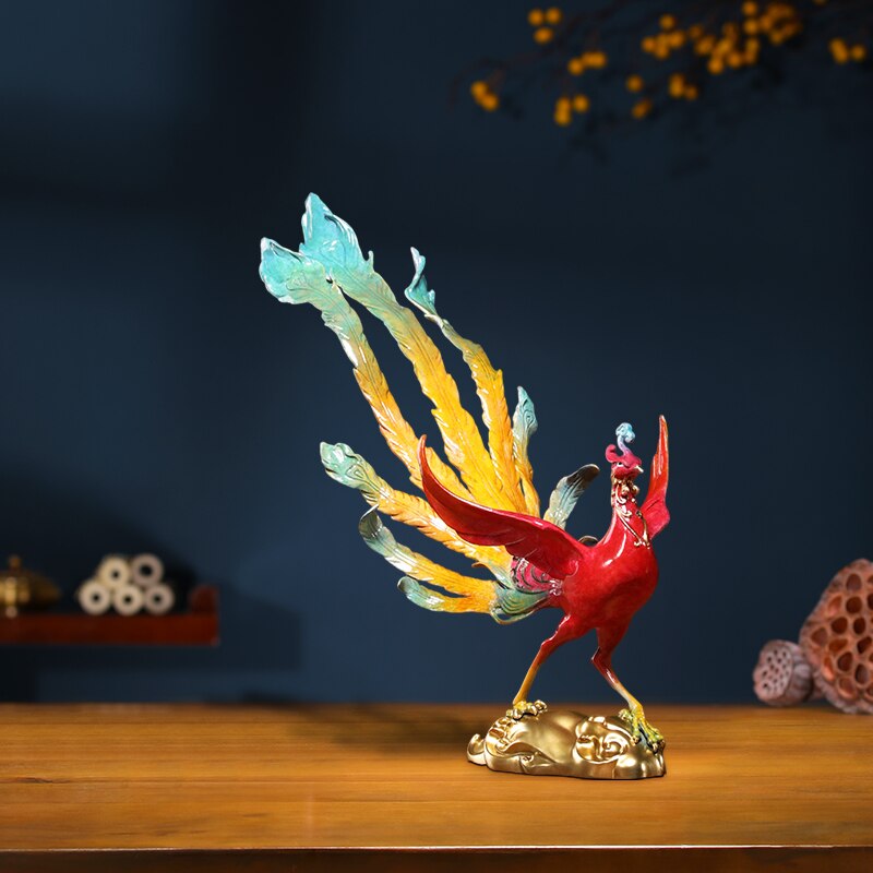 Copper Phoenix Decoration Living Room Hongfu Mantang Crafts Office Mascot Opening and Housewarming New Home Gift 2