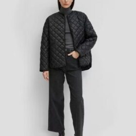 IOO 2022 Winter New Classic Diamond Check Front Short Back Long Design Warm Loose Silhouette Cotton Jacket High Quality Toteme 2