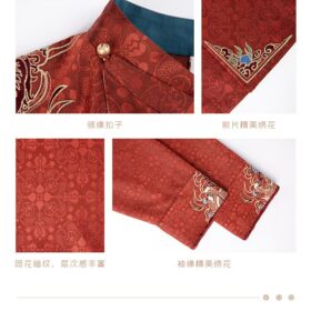 Tang Round Neck Gown Authentic Original Chinese Style Embroidery Spring Daily Hanfu Same Style for Men and Women 6