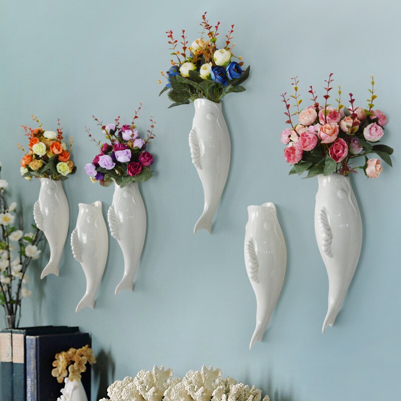 Bedroom Vase Three-dimensional Fish Simple Modern Creative Wall Wall Decoration Wall Hanging Living Room Office Wall Decoration 2