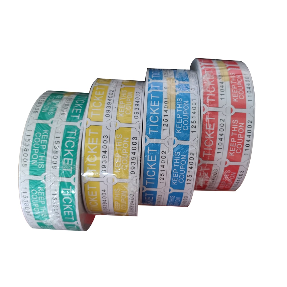 Custom Reel Serial Number Double Row Running Code Raffle Ticket Party ExChange Coupon Blue and White 2000 Pieces Per Roll 5
