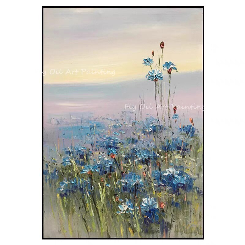 Colorful Flower Thick beautiful Large Size 100% Handpainted oil painting for office living room as a gift unframe decoration 3