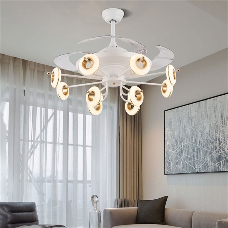 OUTELA Ceiling Fan Light White Branch Invisible Lamp With Remote Control Modern Simple LED For Home 2