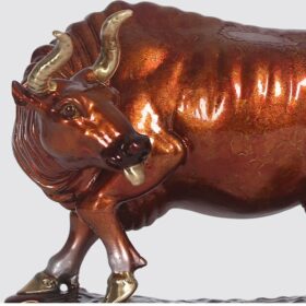 MOZART Colored Copper Bull Ornaments Brass Five Bulls Fortune At The Door Home Living Room Entrance Decoration Company Opening 6