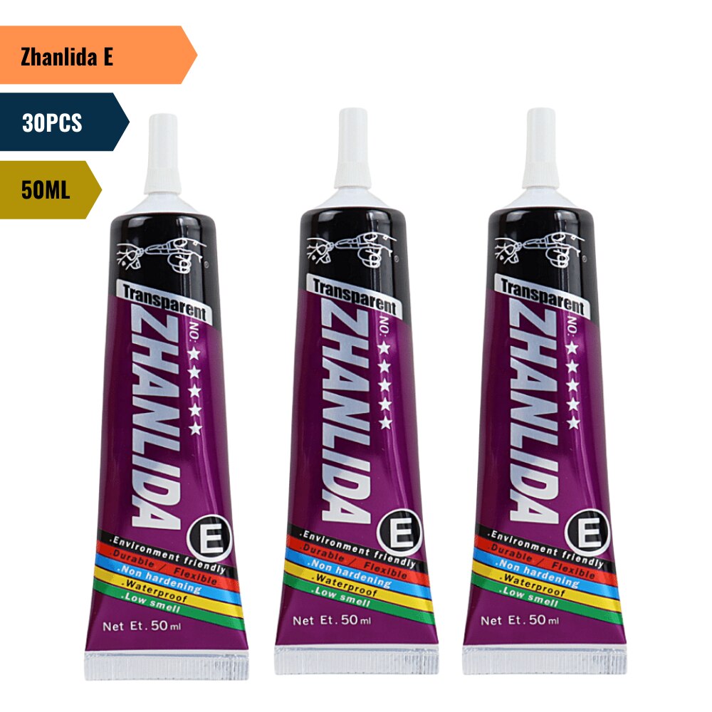 30PCS Zhanlida E 50ML Clear Contact DIY Adhesive Universal Repair Glue With Precision Applicator Tip 1