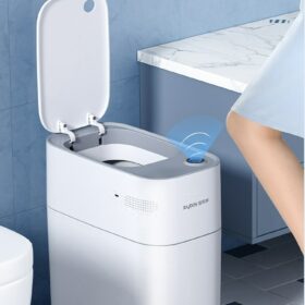 Smart Sensor Trash Can Induction Automatic Suction Bag Garbage Bin Light Kitchen Bedroom Toilet Waterproof Bucket With Lid 1