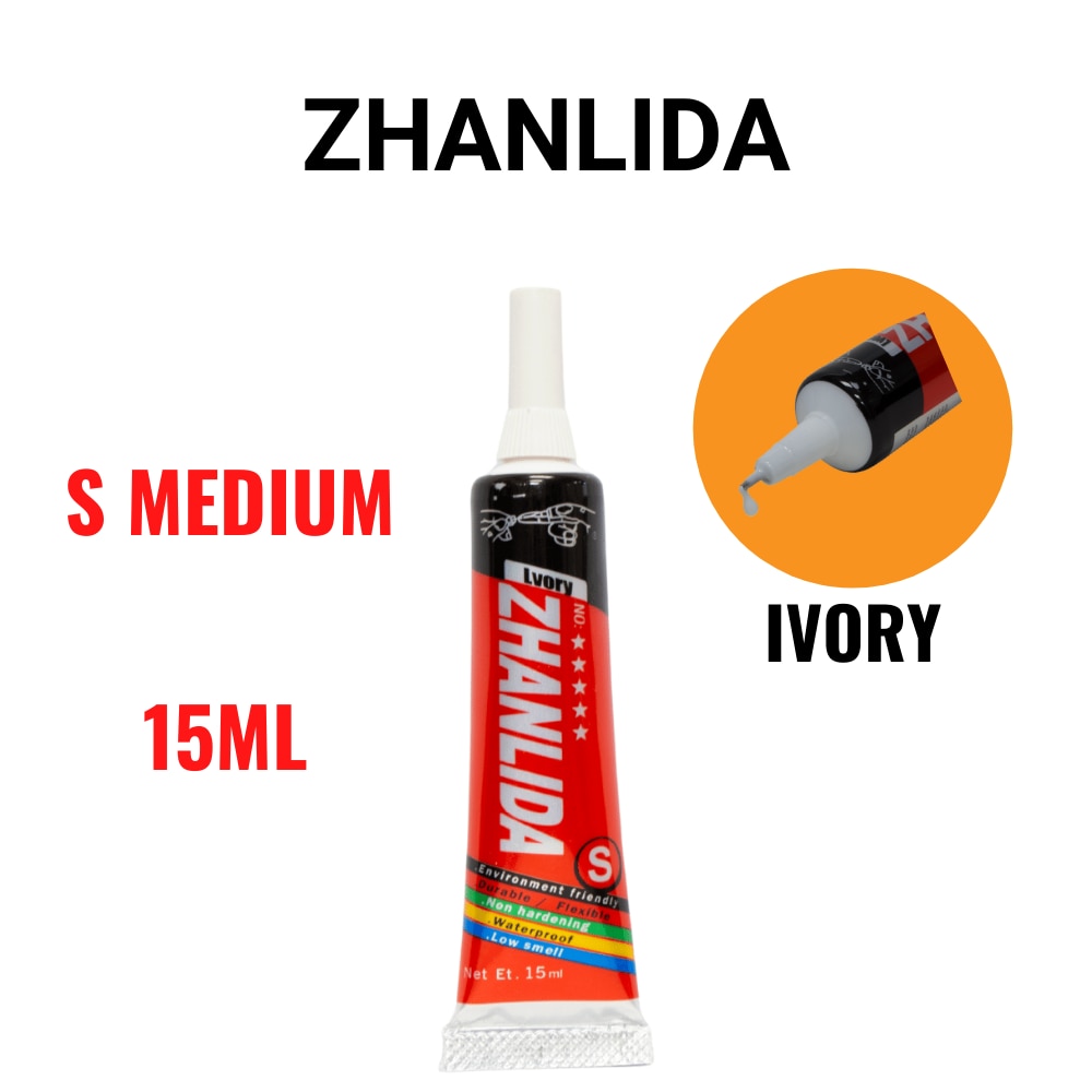 100PCS Zhanlida S Medium Settings 15ML Ivory Contact Adhesive Universal Repair Glue With Precision Applicator Tip 2