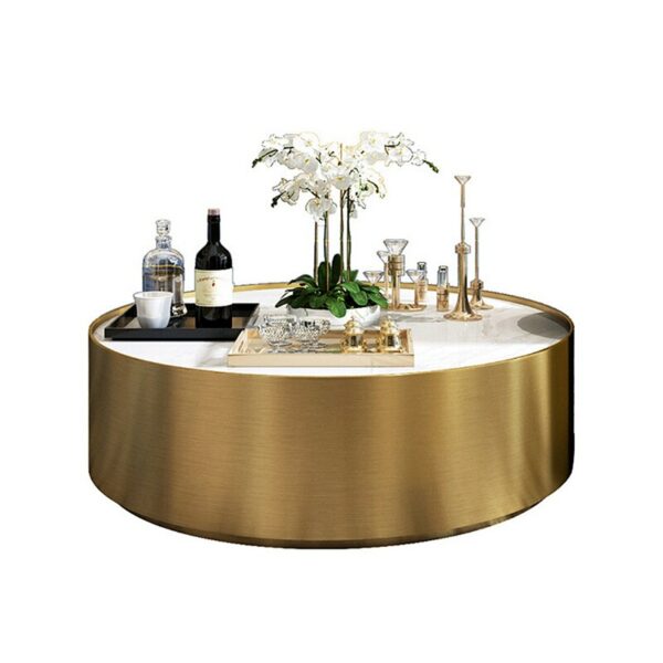 New Fashion Stainless Steel Titanium Marble STONE Round Coffee Table Nordic Luxury Coffee Table Living Room 3