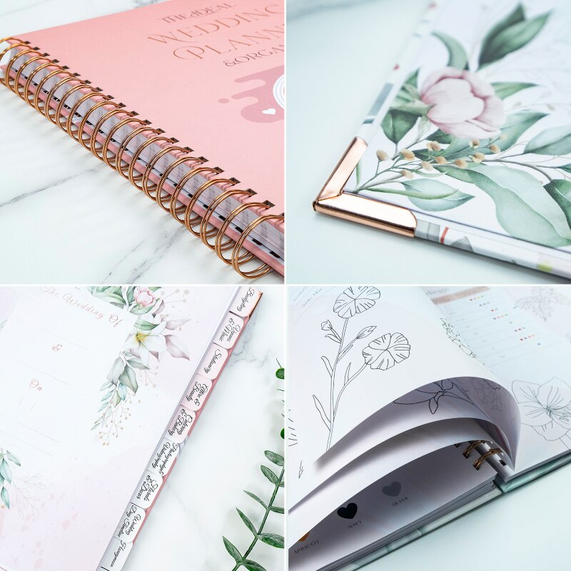 A4 Wedding Planning Book Pink Cartoon Thick Coil Hardcover Binder Notebook Complete Engagement Couple Love Witness Diary 2