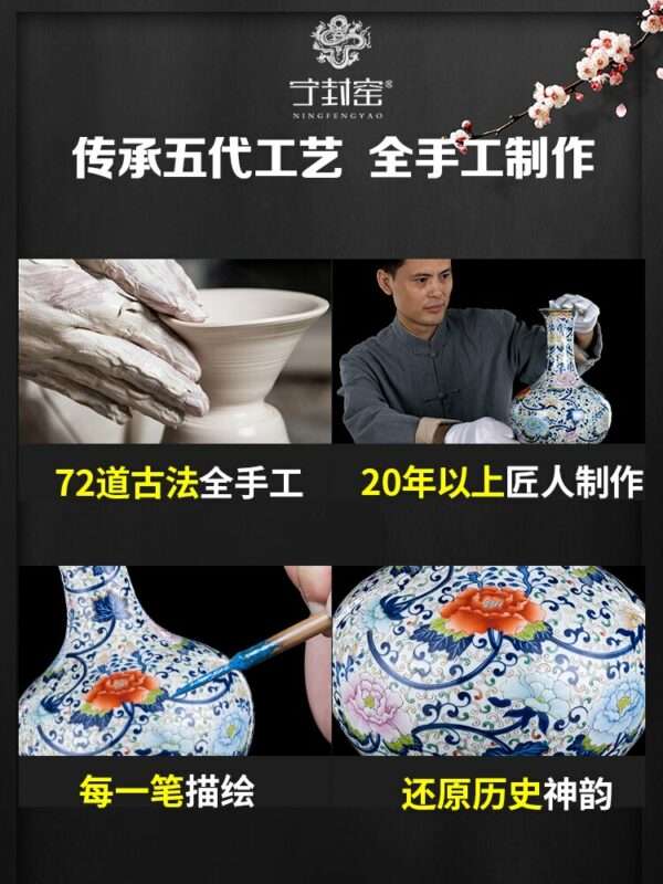 Hand Painted Antique Vase Jingdezhen Ceramic Bottle Decoration Living Room Blue and White Porcelain New Chinese Antique Shelf 2