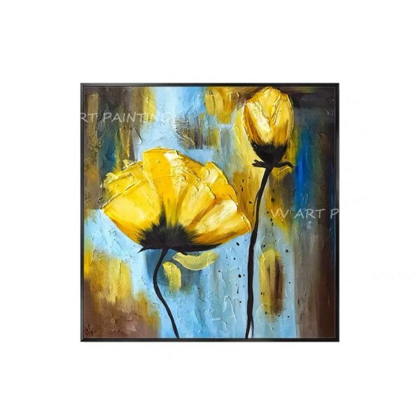 100% New Handmade Large Yellow Knife Thick Flower Modern Landscape Oil Painting On Canvas Wall Art Picture For Home Office Decor 3