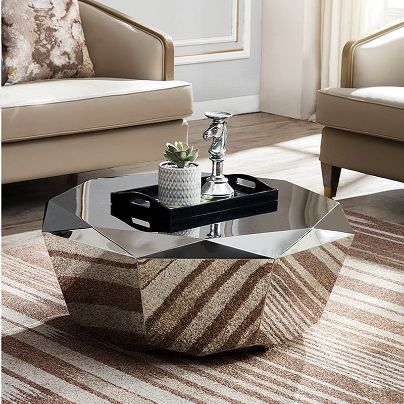New Style Diamond Shape Coffee Table Personalized Creative Stainless Steel Coffee Table Postmodern Tea Table 1