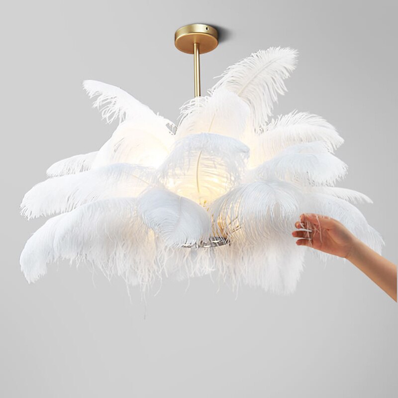 Ostrich Feather Chandelier lighting lustres Romantic Modern Chandelier For Bedroom Living Room Suspension Luminaire Pendant Lamp 3