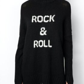 ZESSAM ROCK & ROLL Letter Cashmere Woman Sweater Long Sleeve Turtieneck Loose Female Pullover Classic Retro Lady Top 2023 2
