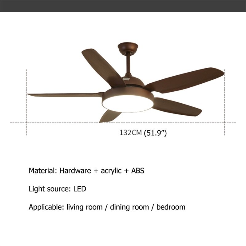Hongcui Retro Simple Ceiling Fan Light Remote Control with LED 52 Inch Lamp for Home Living Dining Room 6