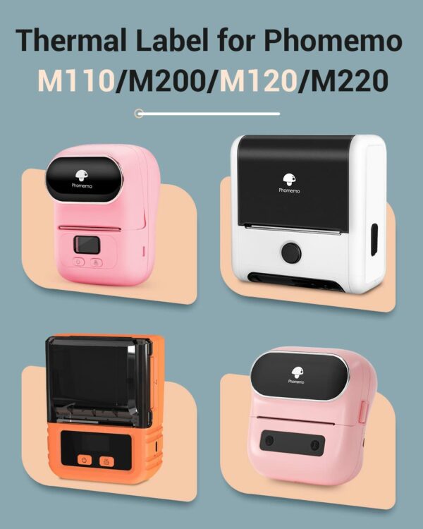 Phomemo M110/M110S/M120/M200/M220 Sticker Labels 40x30mm Black on Pink, Khaki and Blue Label for Small Business, Home, Office 3