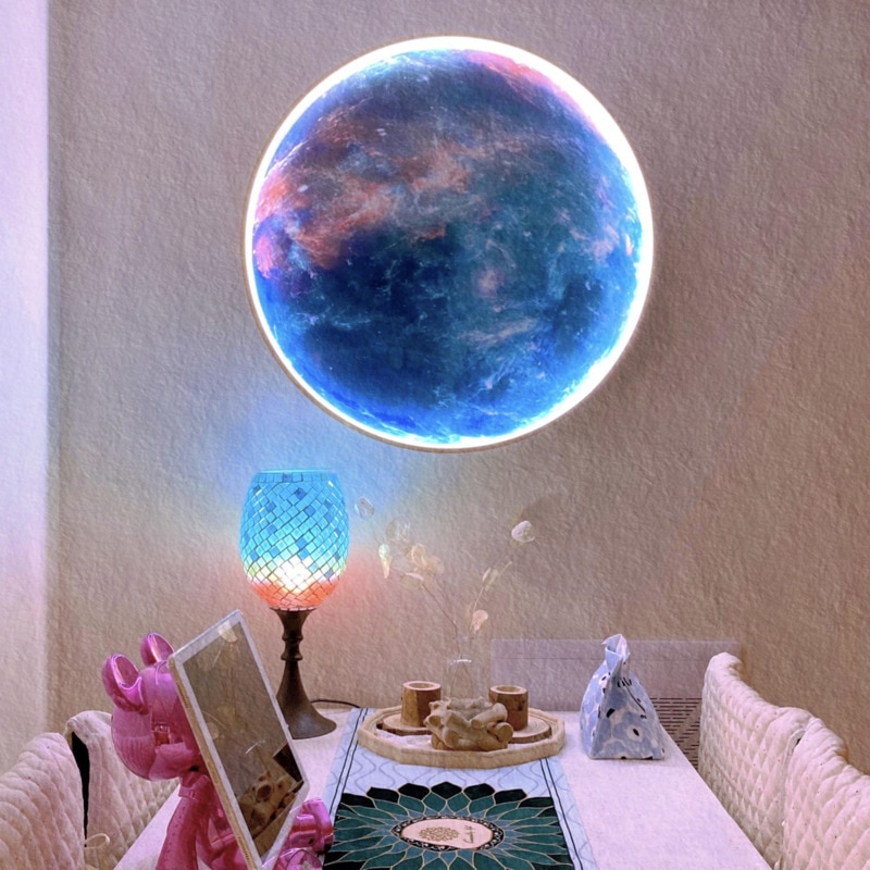 Moon lamp Earth Wall Lamp Modern LED Lights Hanging Painting Night Light Luxury Bedroom Bedside Background Home Decor lustre 3
