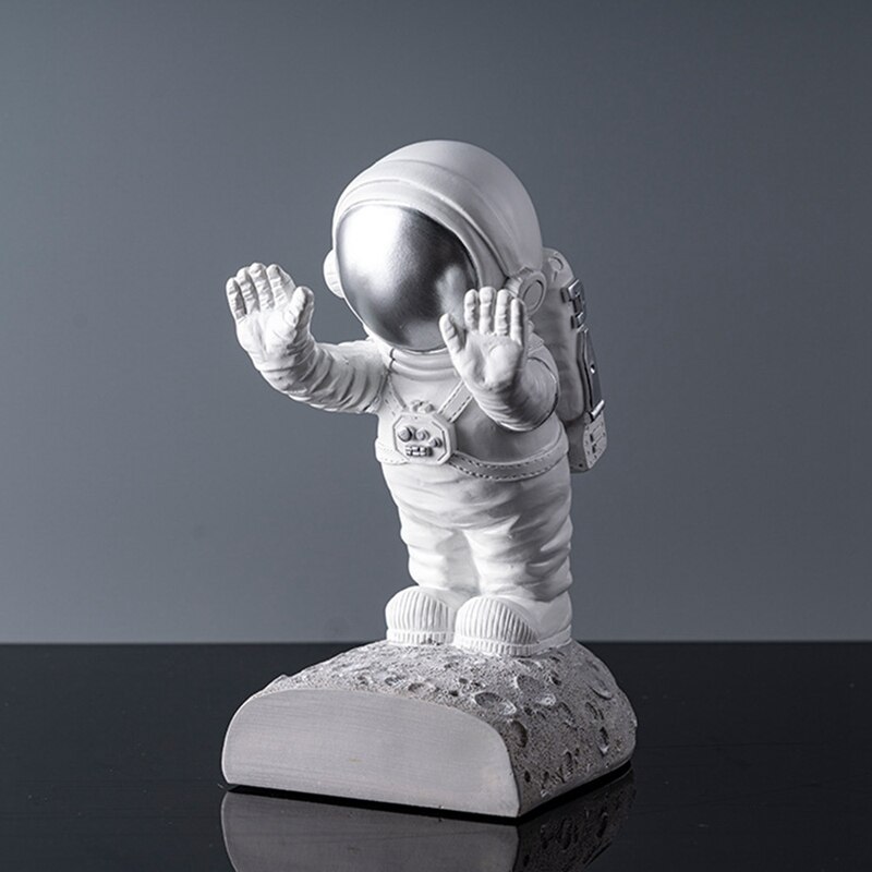 2Pcs Creative Resin Astronaut Bookend Tabletop Book Organizer Cosmonaut Figurines Desk Bookend Office Decoration 5