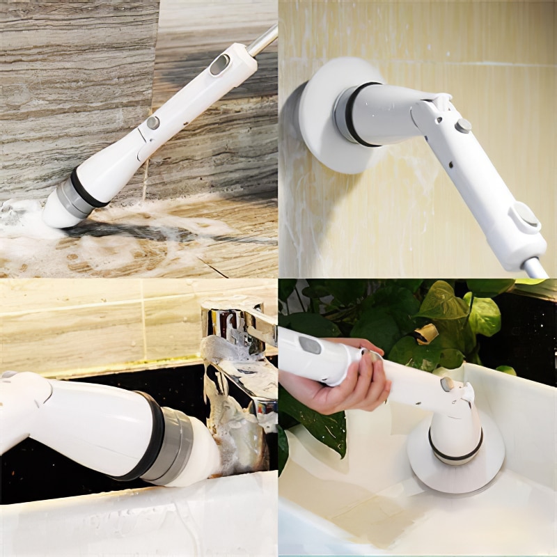 Electric Cleaning Turbo Brush Cleaner Bathroom Bathtub Kitchen Floor Scrubber Charging Rotating Corner Spin Scrubber Tool Set 4