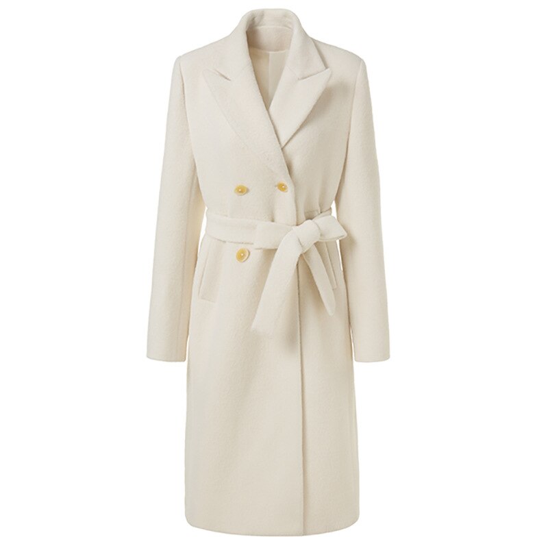 Small Milky White Suli Cashmere Coat Women's Mid-Length 2022 New Women's Clothing Winter Woolen Coat Thickened alpaca coat 4