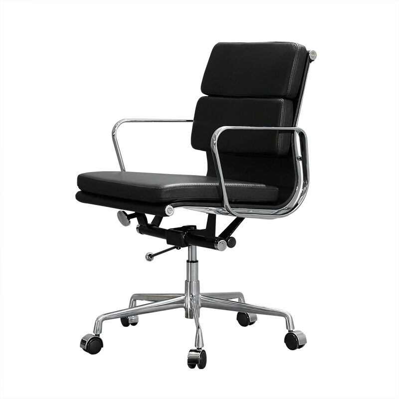 Luxury Office Furniture Executive Chair Metal Adjustable Swivel Boss Manager Mid-back Ergonomic Leather Office Chair 4