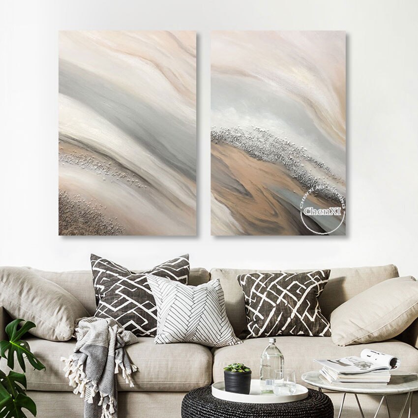 Abstract Design 2PCS Oil Painting Unframed Canvas Bedroom Wall Art Showpieces Picture For Office Room Decoration Free Shipping 3