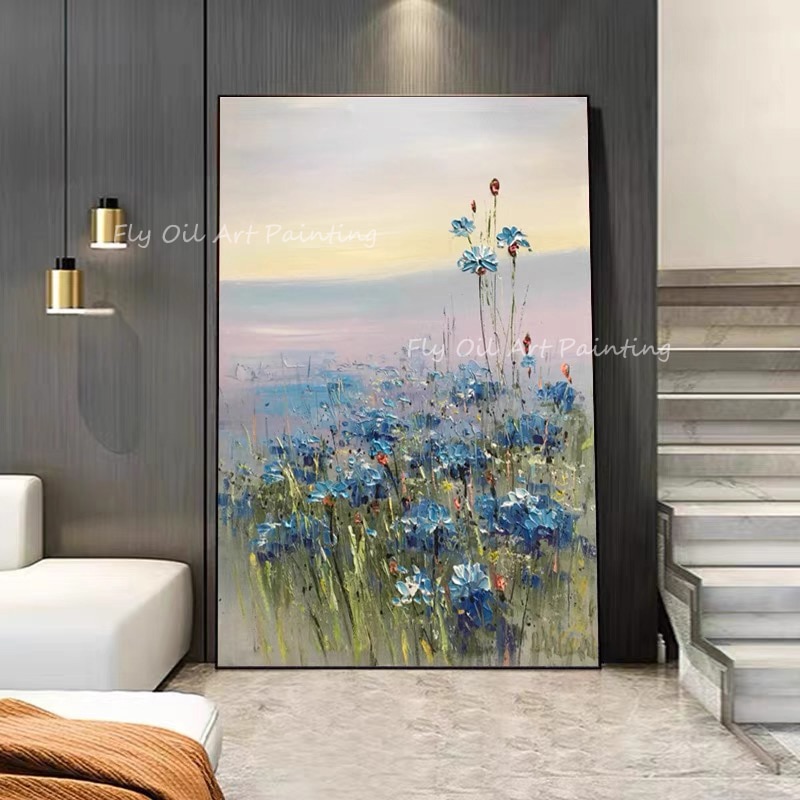 Colorful Flower Thick beautiful Large Size 100% Handpainted oil painting for office living room as a gift unframe decoration 1