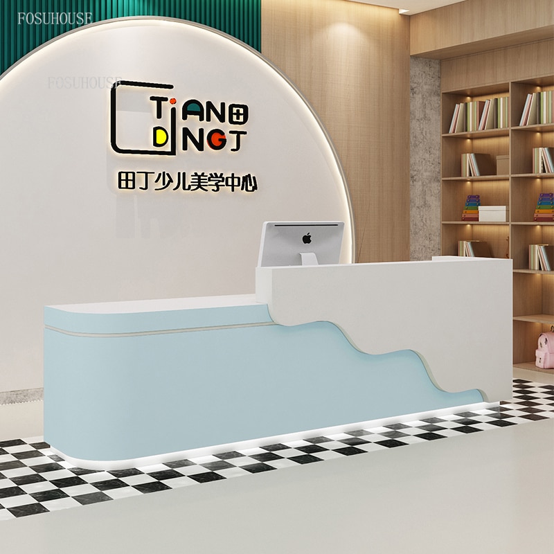 Simple Office Furniture Education Institutions Reception Desks Beauty Salon Bar Counter Early Learning Center Cashier Tables 4