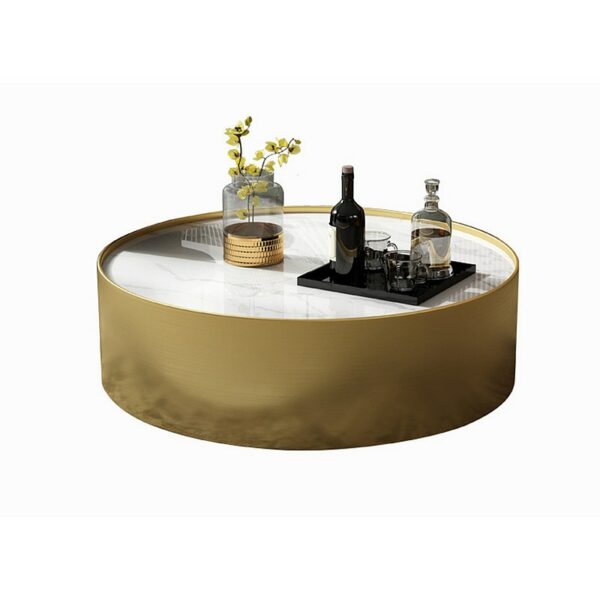 New Fashion Stainless Steel Titanium Marble STONE Round Coffee Table Nordic Luxury Coffee Table Living Room 5