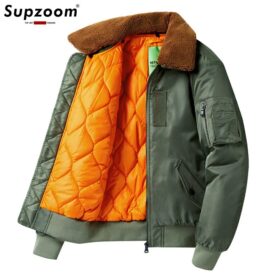 Supzoom New Arrival Fashion Padded Thickened Flight Suit Autumn And Winter Military Cotton Liner Fur Turn-down Collar Bomber Men 3