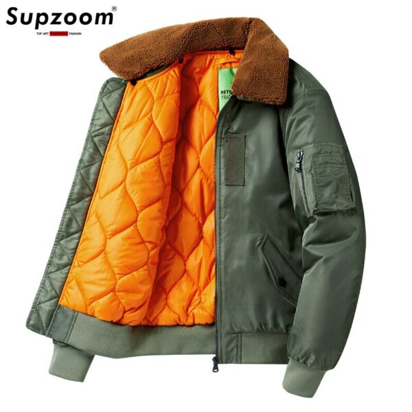 Supzoom New Arrival Fashion Padded Thickened Flight Suit Autumn And Winter Military Cotton Liner Fur Turn-down Collar Bomber Men 3