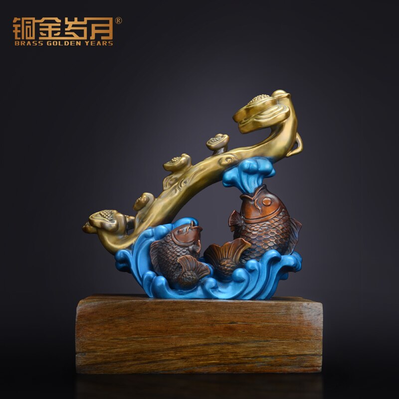 Huang Bronze Statue Decoration Crafts Ruyi Koi New Chinese Soft Decoration Home Sculpture Ornament Living Room 4