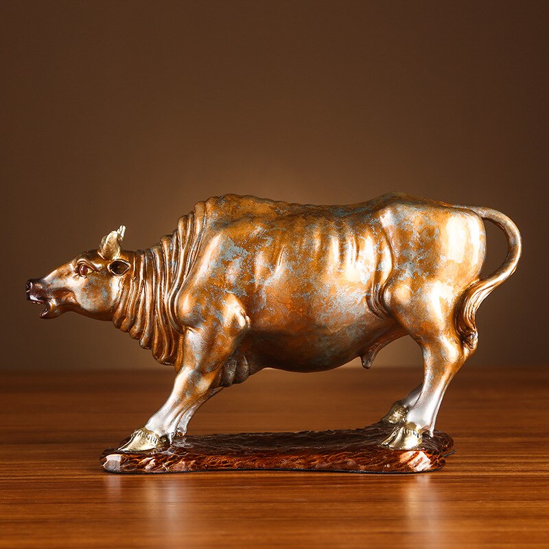 MOZART Colored Copper Bull Ornaments Brass Five Bulls Fortune At The Door Home Living Room Entrance Decoration Company Opening 4