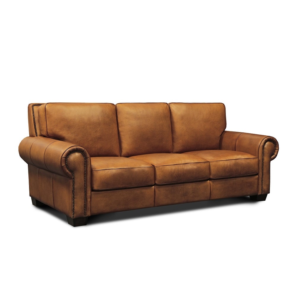 Modern Classic Gorgeous Sofa Living Room Home Sofa Top Grain Handmade Antique Soft Leather Traditional Sofa 92 "W x 40" D x 39 "H 5