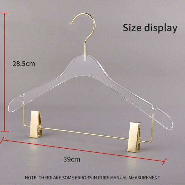 New 5PCS Acrylic Hanger With Clip Clothes Hanger Wardrobe Storage Pants Skirt Clothes Rack Organizer Suit Shop Drying Rack 4