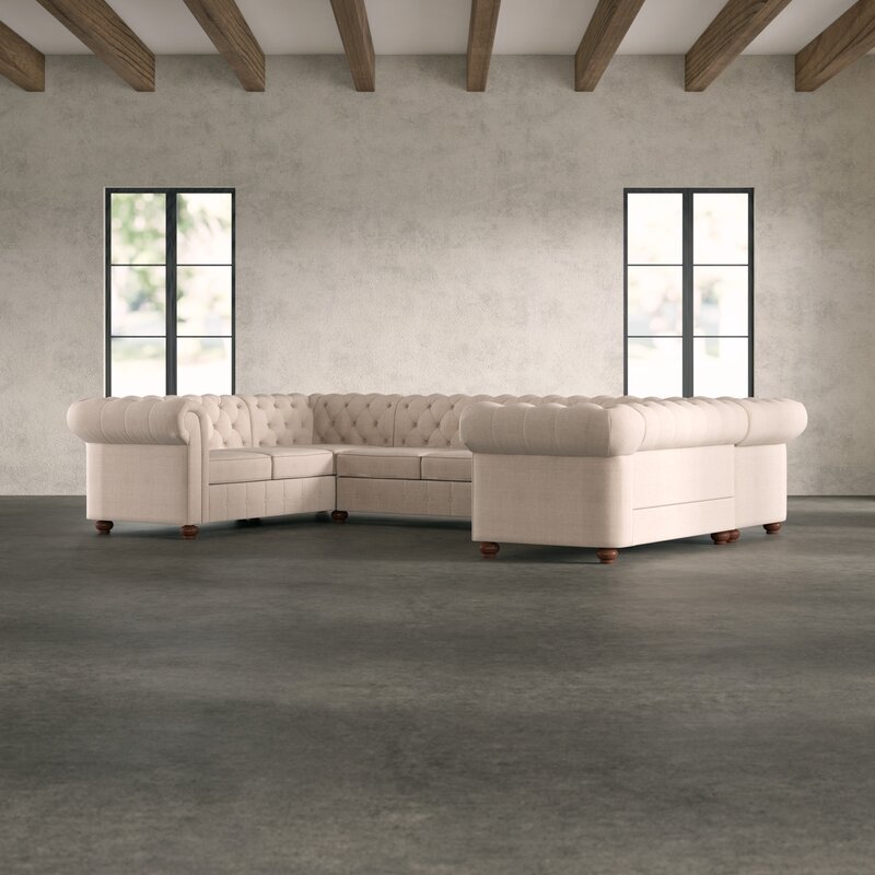 Classic Modern Design Style Living Room Office Furniture Set Sofa U-Shaped Linen Symmetrical Section Sofa 29"H x 88"W x 34"D 3
