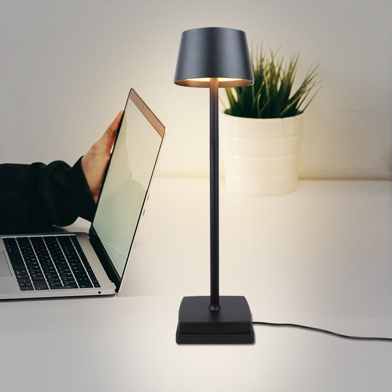 LED Aluminum Alloy Charging Base Waterproof Desk Lamp Touch Dimming Metal Table Lamps For Bar Living Room Reading Book Light 4
