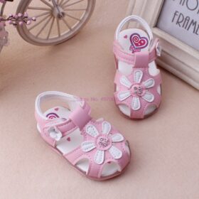 DHL 50pair LED light shoes 0-3 years old baby girls sandals beautiful flower glowing children shoes soft bottom Sandals 2