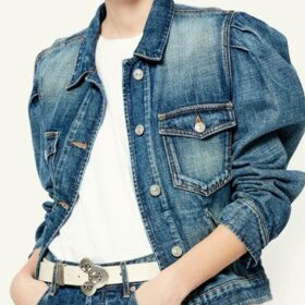 Women Retro Blue Straight Denim Jacket Female Turn-down Collar Long Sleeve Casual Coat with Pocket Single Breasted Cardigan 1
