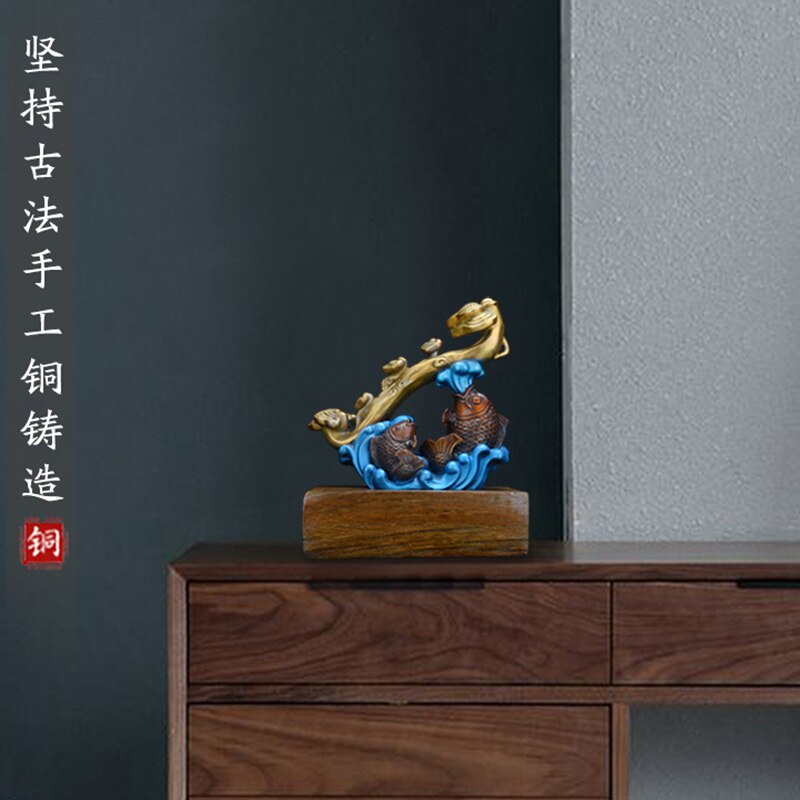 Huang Bronze Statue Decoration Crafts Ruyi Koi New Chinese Soft Decoration Home Sculpture Ornament Living Room 5