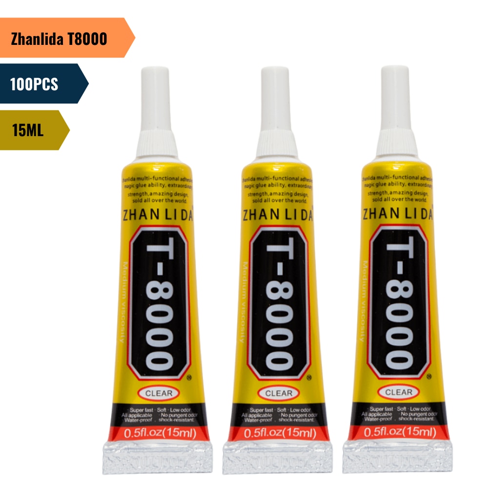 100PCS Zhanlida T8000 15ML Clear Contact phone Tablet Repair Adhesive Electronic Components Glue With Precision Applicator Tip 1