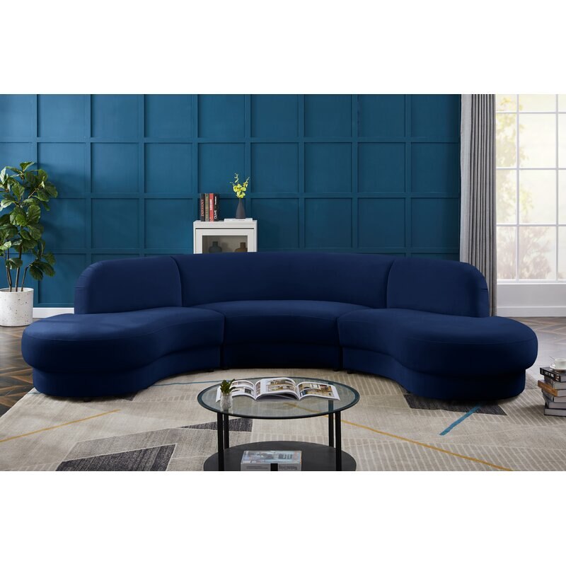 Living Room Home Furniture Set Velvet Curved Symmetrical Corner Section Sofa 32"H x 135"W x 73"D 1