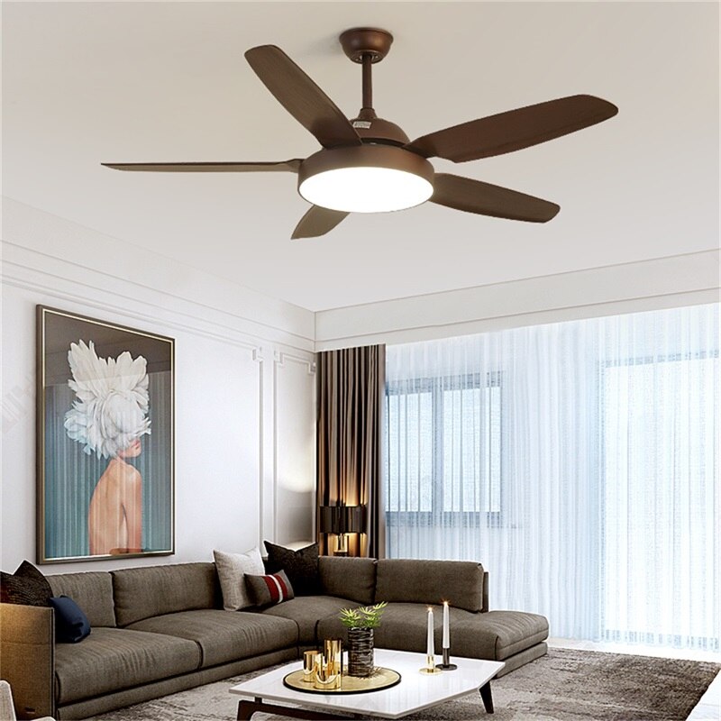 Hongcui Retro Simple Ceiling Fan Light Remote Control with LED 52 Inch Lamp for Home Living Dining Room 5