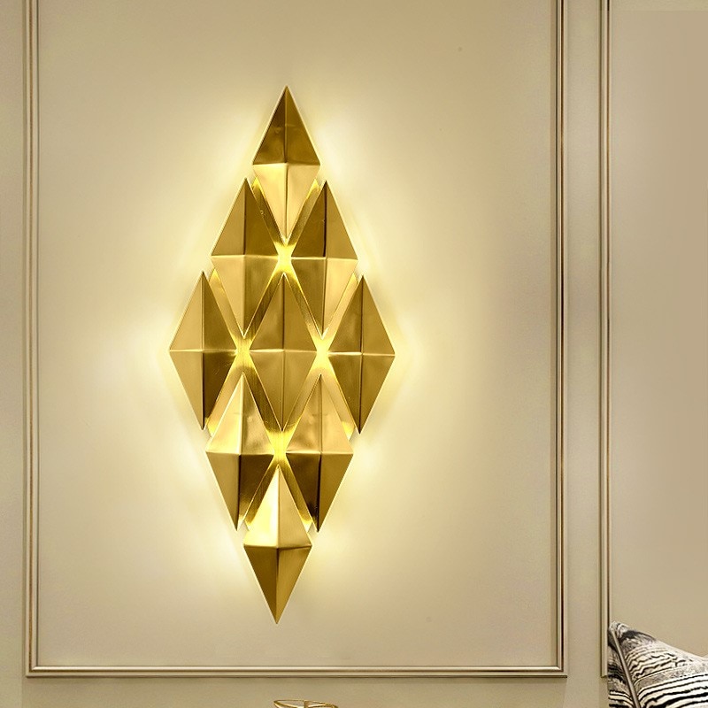 Creative Foyer Gold Led Wall Lamps Light Bedroom Bedside Aisle Wall Sconce Surface Mount Nordic Loft Wall Decoration 220V 1