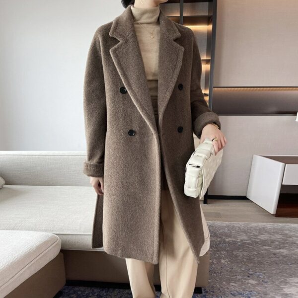 Distinguished [Velveteen Velvet] Coat for Women Alpaca Wool 2022winter New Thick Wool Coat Long Coat Women Wool & Blends 3
